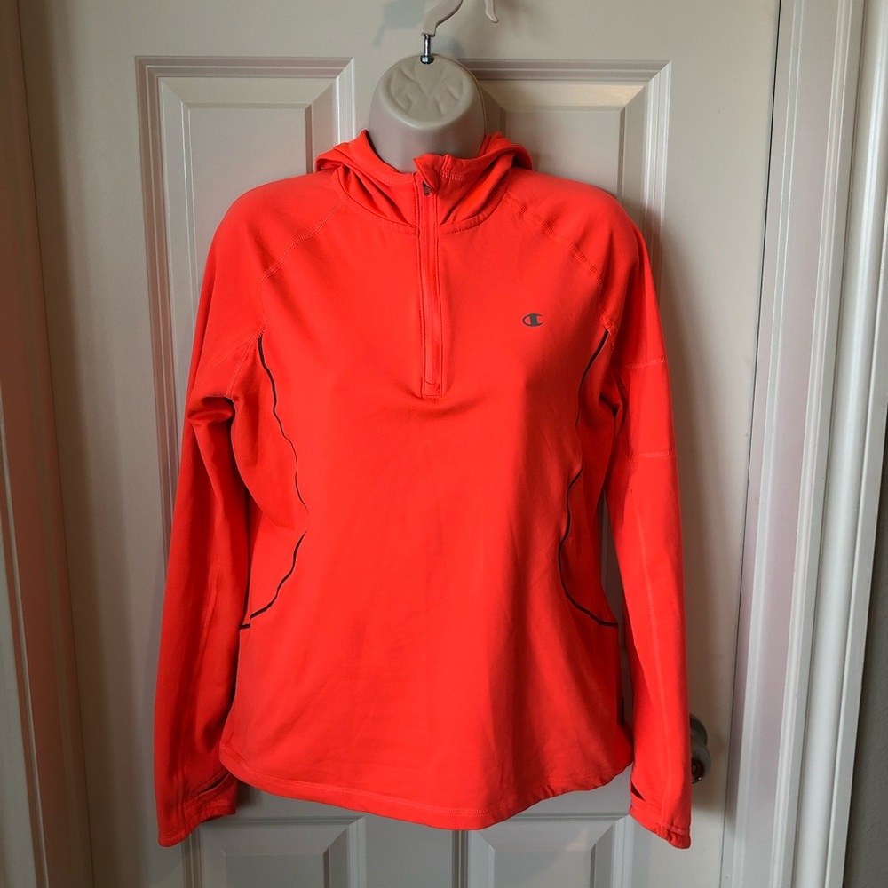 Champion orange fleece lined pull over size Large